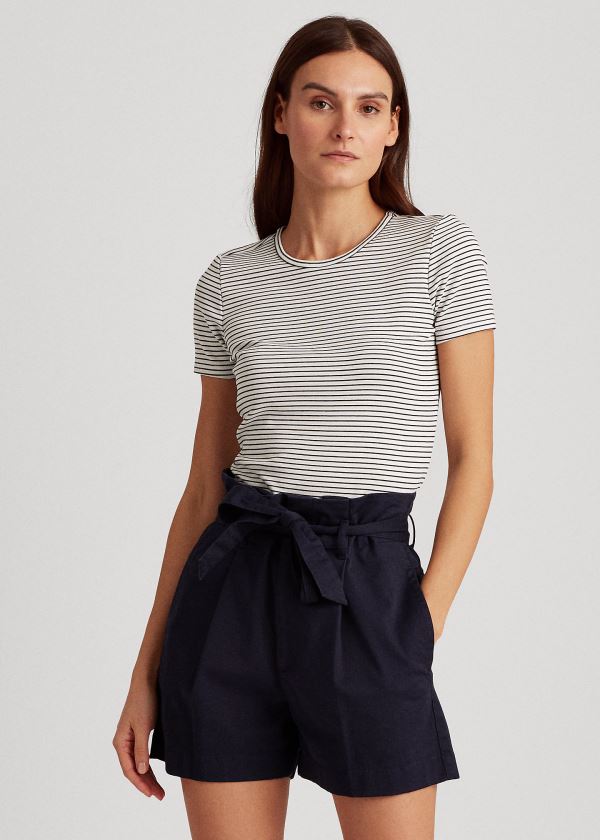 Women's Ralph Lauren Striped Cotton-Blend T Shirts | 436857DMW